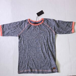 NWT 7 For All Mankind striped tee with coral trim girls shirt top size large